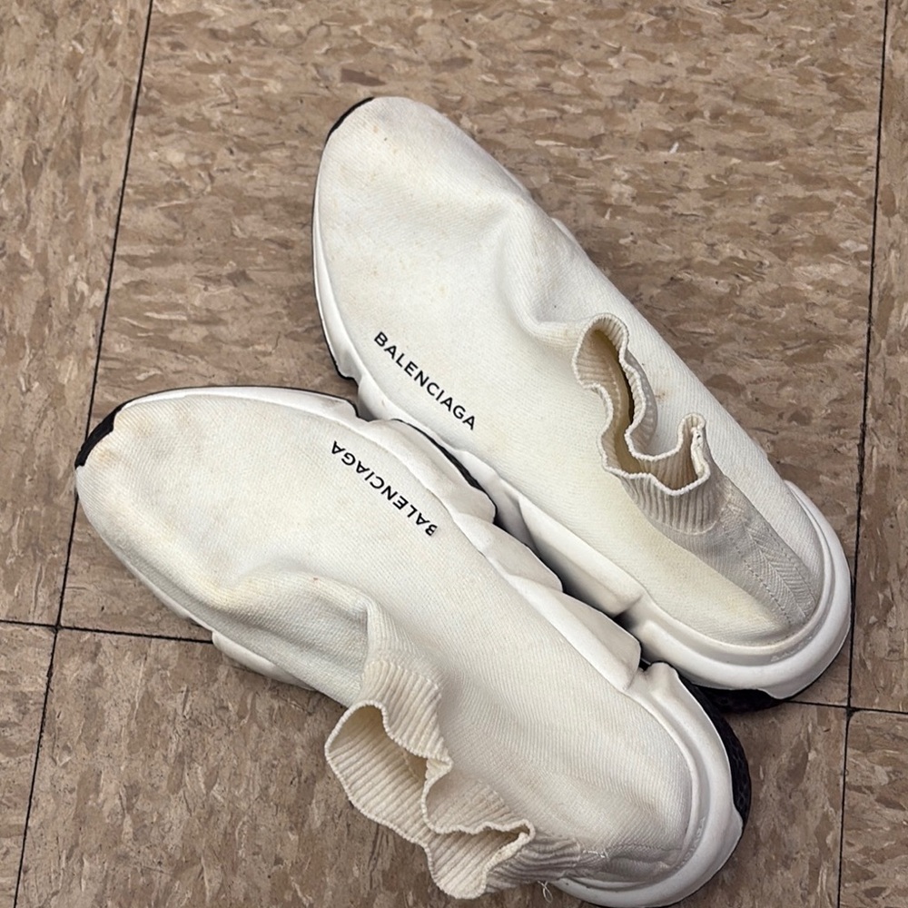 Balenciaga Cream Slip-On Sneakers